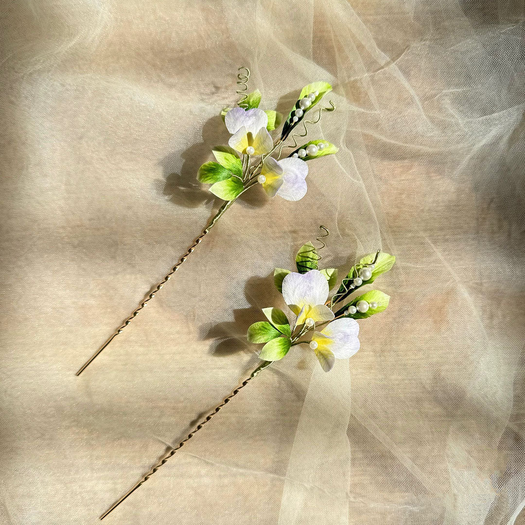 Pea Pod Bespoke Hairpin - Silk Hairpin(Ronghua)