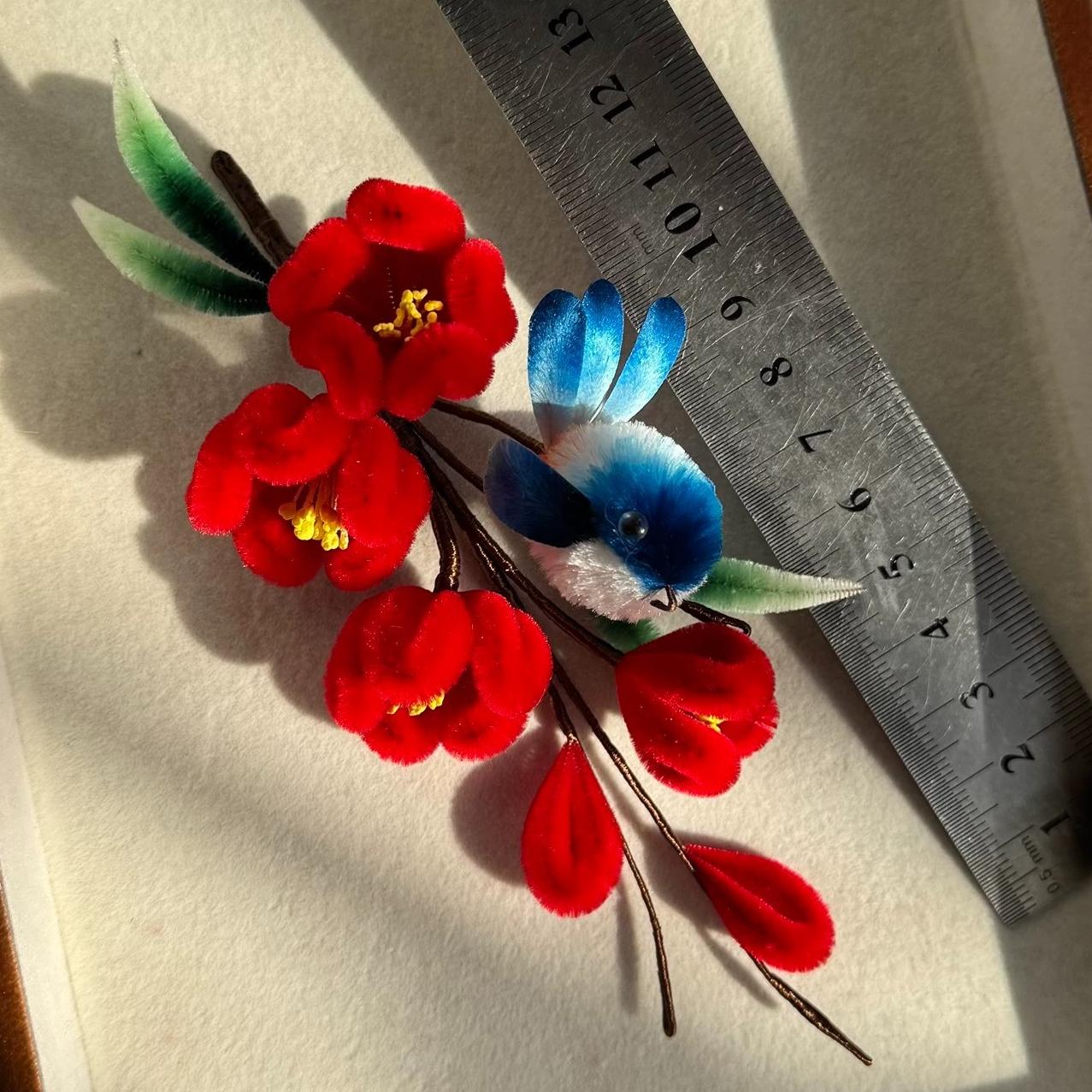 Magpies And Plum Blossoms Bespoke Hairpin - Silk Hairpin(Ronghua)