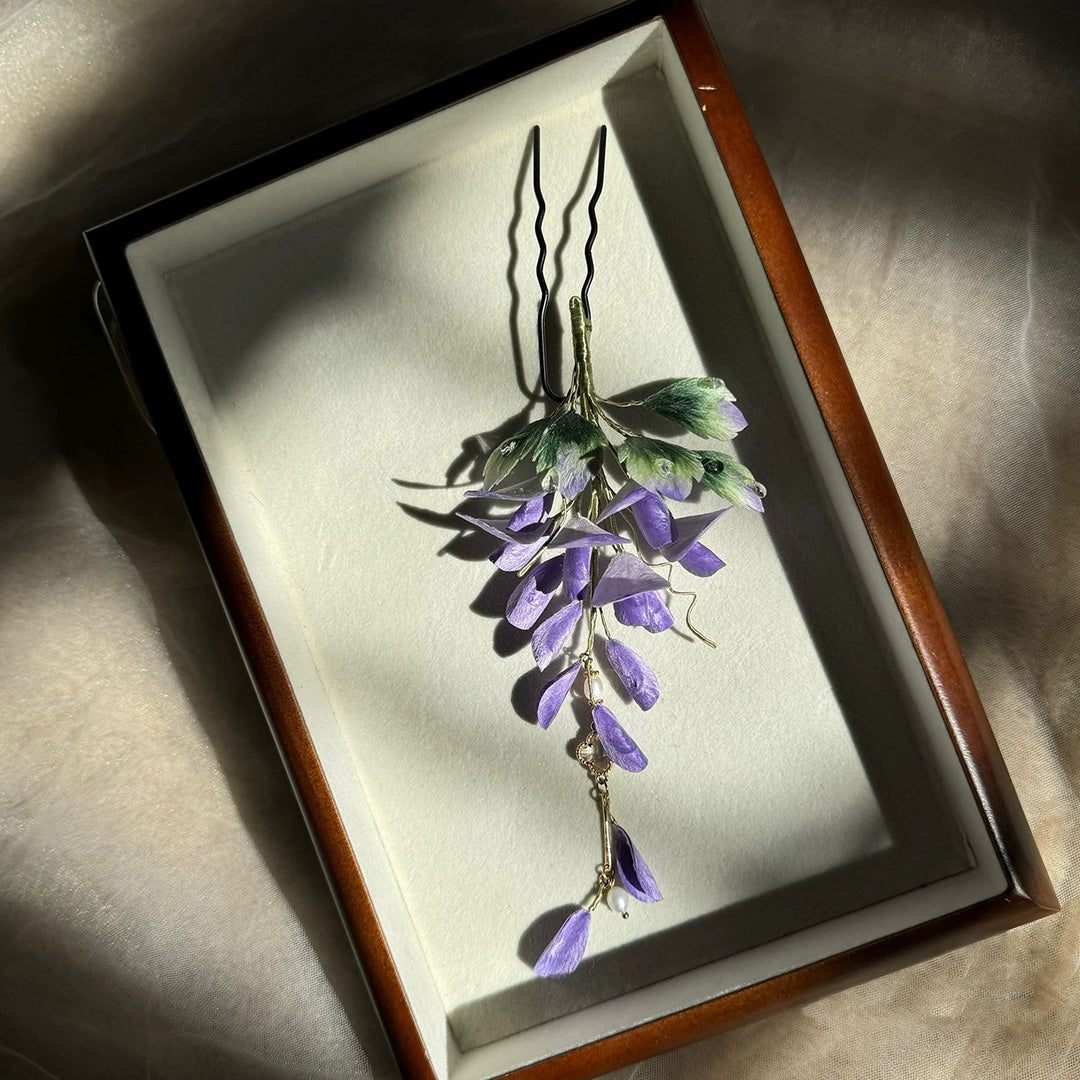 Wisteria Flower Bespoke Hairpin - Silk Hairpin(Ronghua)