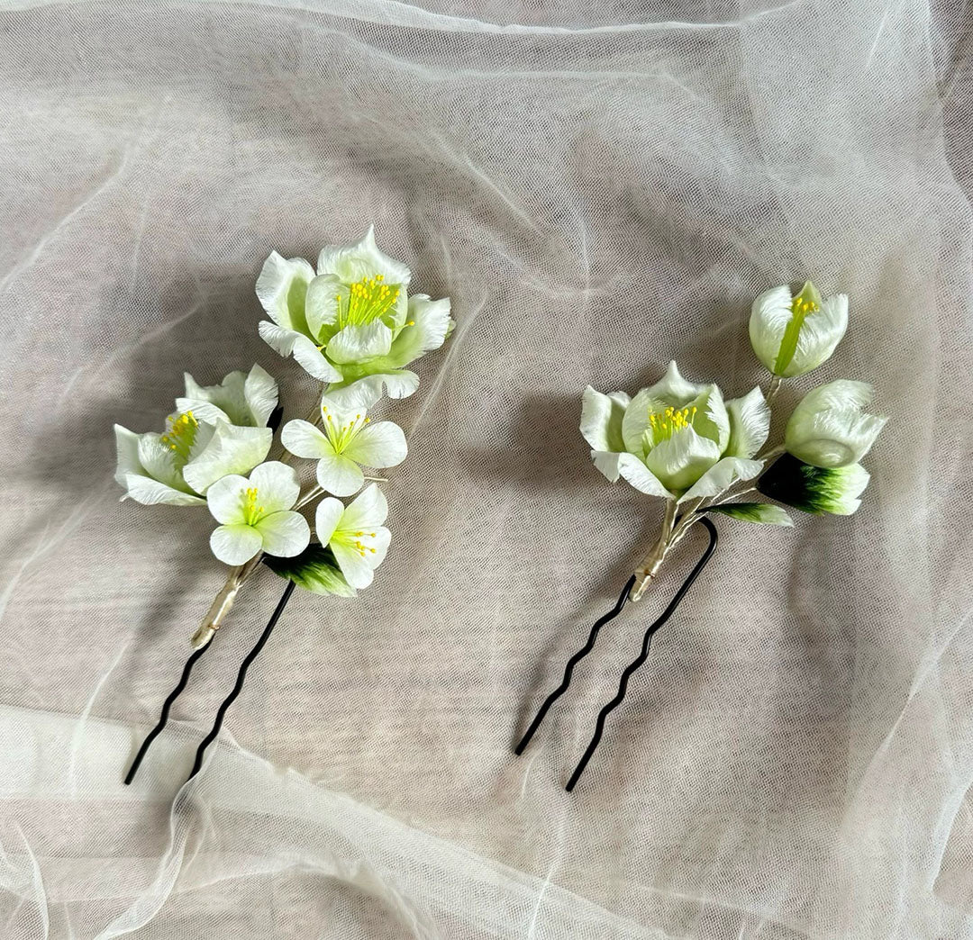 Green Peony Bespoke Hairpin - Silk Hairpin(Ronghua)