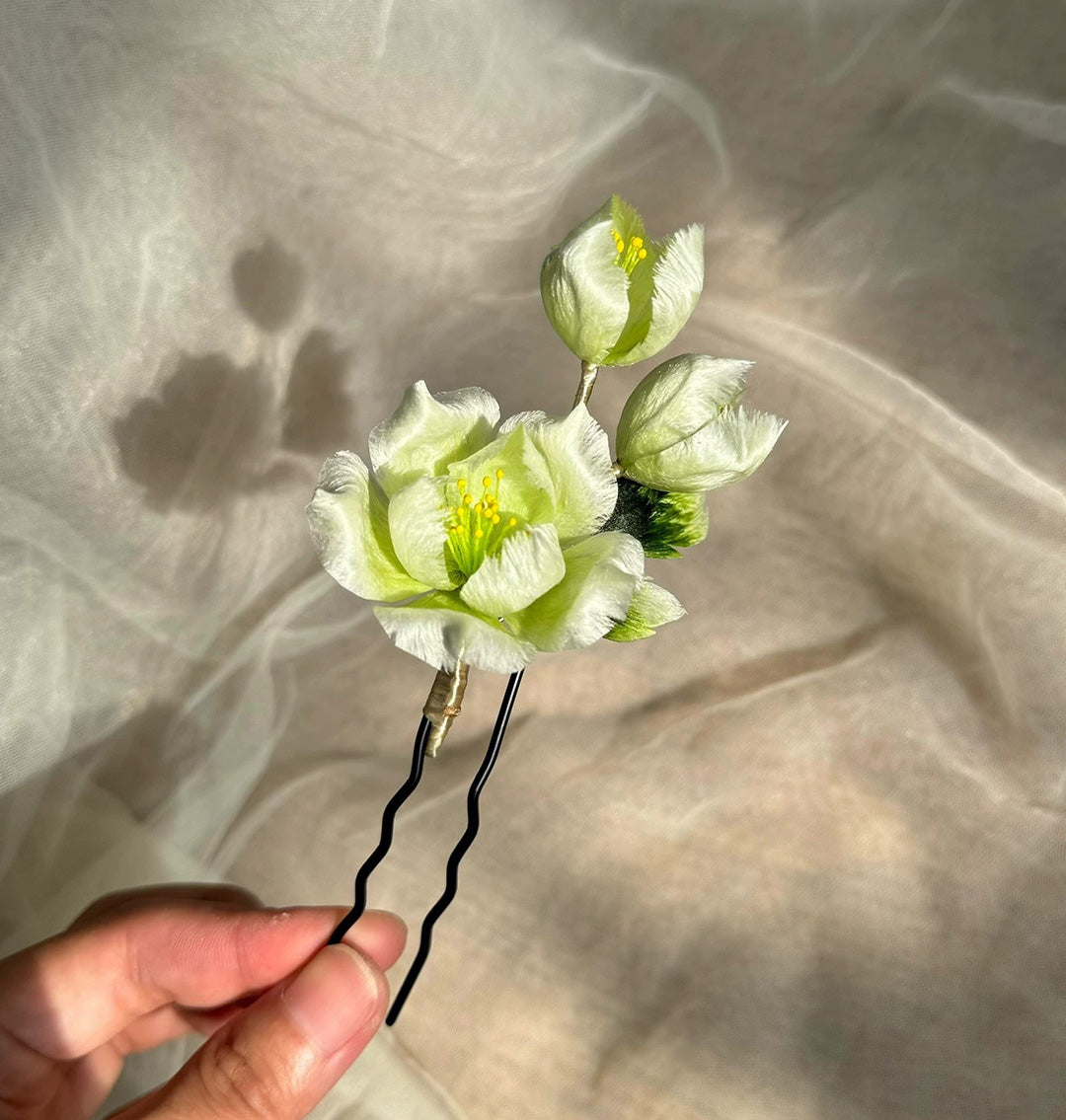 Green Peony Bespoke Hairpin - Silk Hairpin(Ronghua)