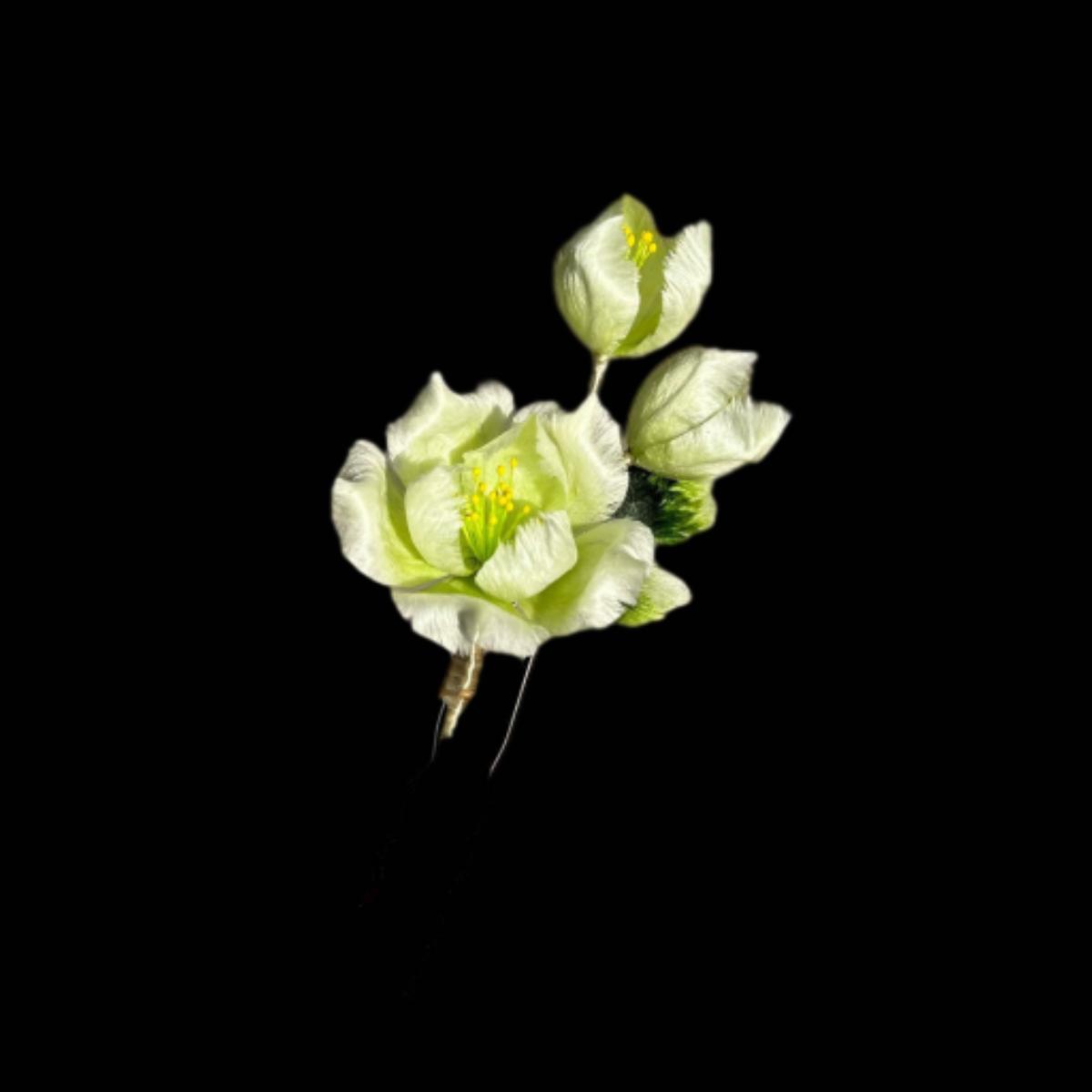 Green Peony Bespoke Hairpin - Silk Hairpin(Ronghua)