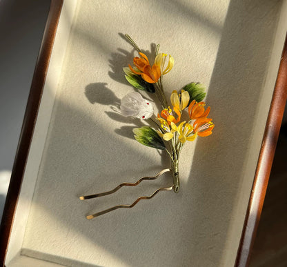 Osmanthus And Rabbit Bespoke Hairpin - Silk Hairpin(Ronghua)