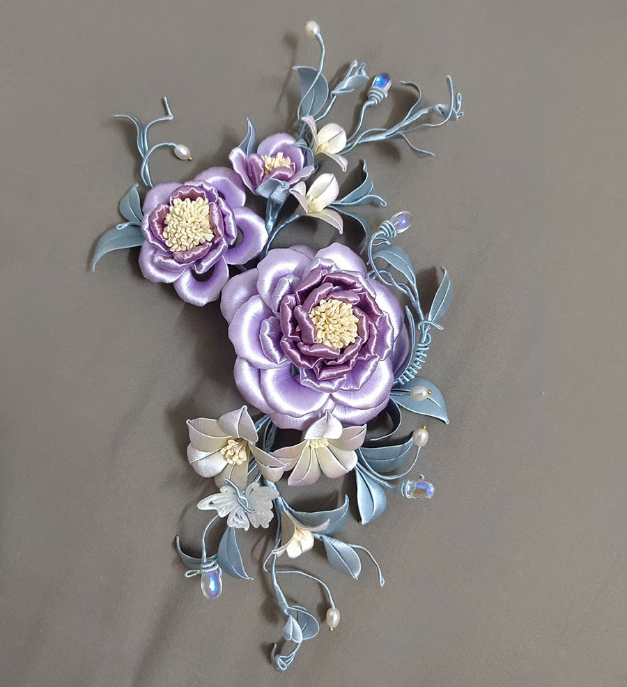 Purple Flower Bespoke Hairpin - Silk Hairpin(Chanhua)