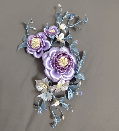 Purple Flower Bespoke Hairpin - Silk Hairpin(Chanhua)