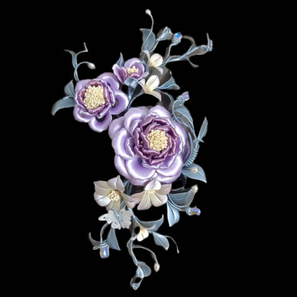 Purple Flower Bespoke Hairpin - Silk Hairpin(Chanhua)
