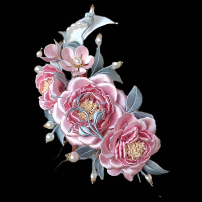 Pink Flower Bespoke Hairpin - Silk Hairpin(Chanhua)
