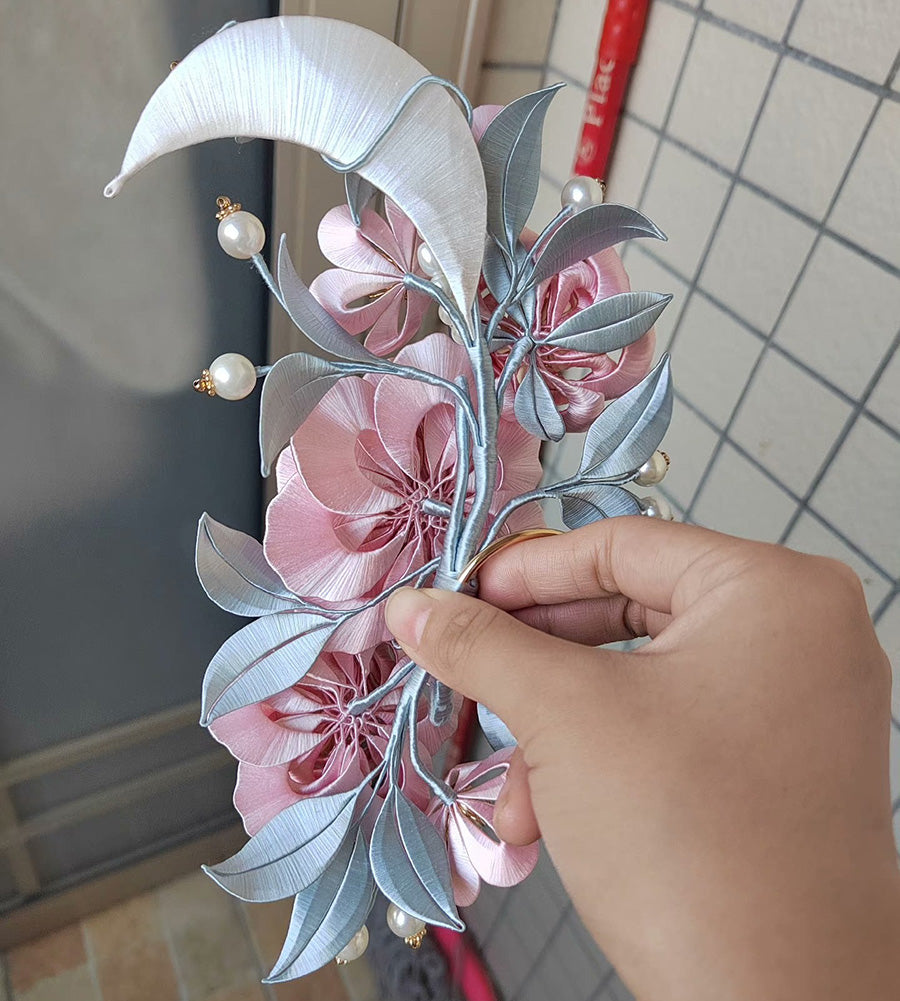 Pink Flower Bespoke Hairpin - Silk Hairpin(Chanhua)