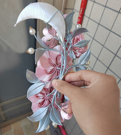 Pink Flower Bespoke Hairpin - Silk Hairpin(Chanhua)