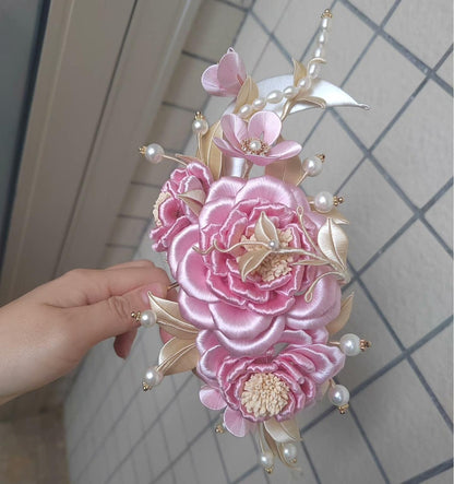 Pink Flower Bespoke Hairpin - Silk Hairpin(Chanhua)
