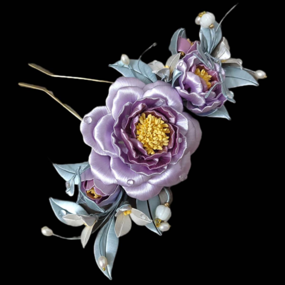 Purple Flower Bespoke Hairpin - Silk Hairpin(Chanhua)