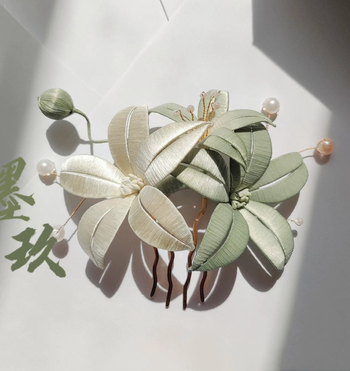 Light Cyan Flower Bespoke Hairpin - Silk Hairpin(Chanhua)