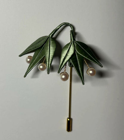 Bamboo Leaf Handmade Brooch - Silk Brooch(Chanhua)