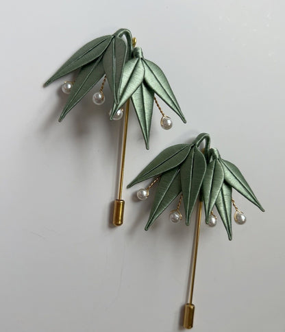 Bamboo Leaf Handmade Brooch - Silk Brooch(Chanhua)