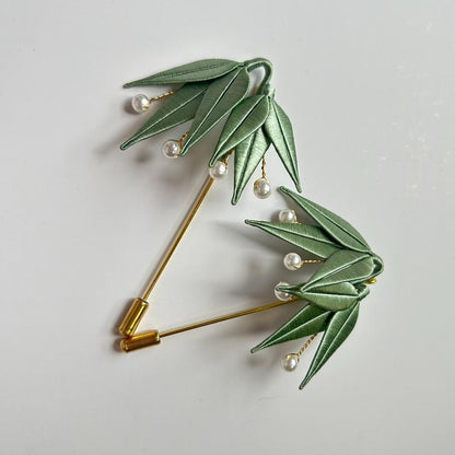 Bamboo Leaf Handmade Brooch - Silk Brooch(Chanhua)