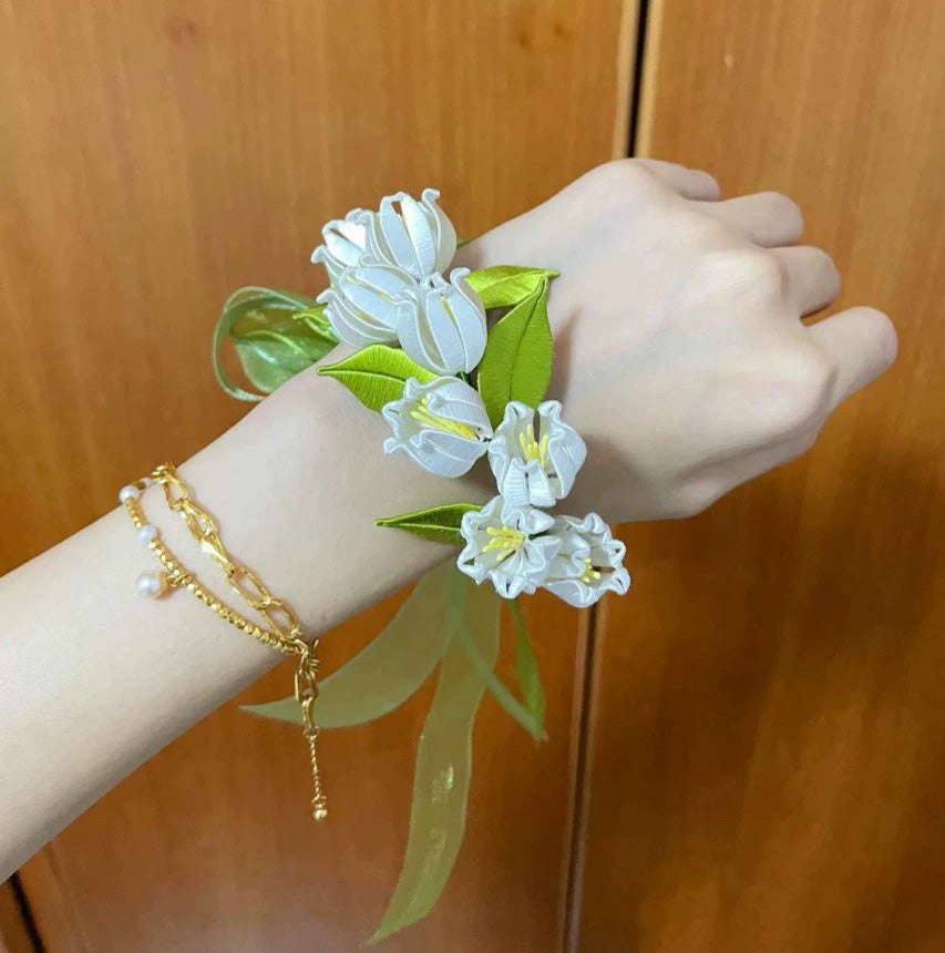 Lily Of The Valley Bespoke Wrist Flower - Silk Wrist Flower(Chanhua)