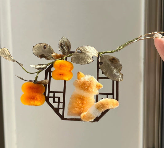 Autumn Cat Bespoke Hairpin - Silk Hairpin(Ronghua)