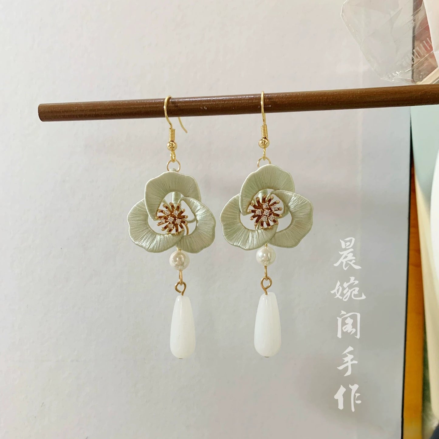 Handmade Chanhua Flower Drop Earrings - S925 Silver Hooks