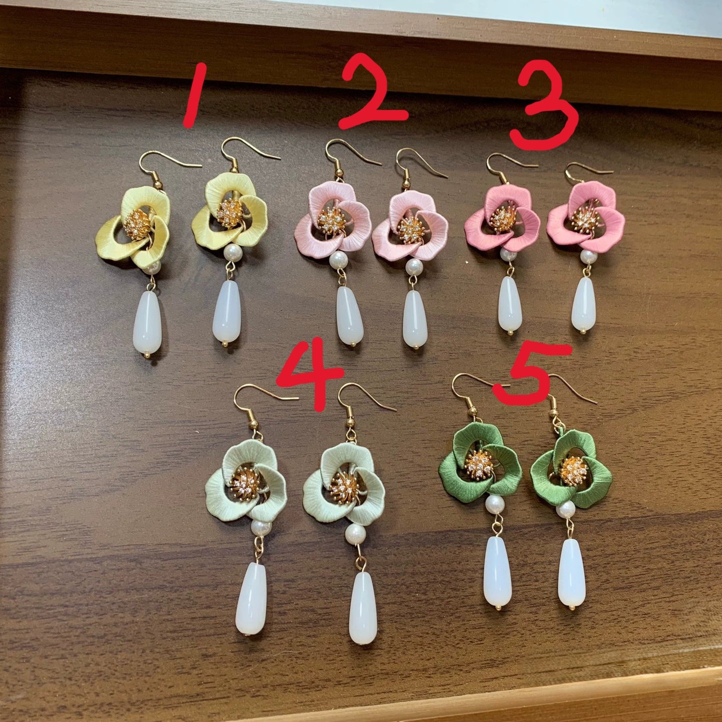 Handmade Chanhua Flower Drop Earrings - S925 Silver Hooks