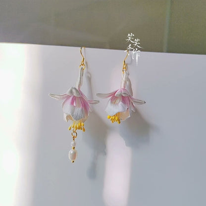 Handmade Chanhua Flower Earrings - 925 Silver Hooks & Freshwater Pearls | Versatile Daily & Event Wear