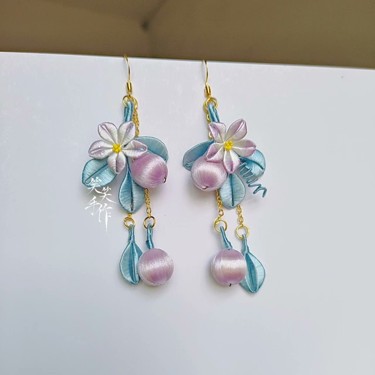 Handcrafted Chanhua Floral  Drop Earrings - 925 Silver Hooks