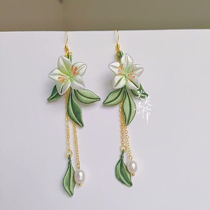 Handcrafted Chanhua Floral Earrings - 925 Silver Hooks & Freshwater Pearls | Versatile & Elegant