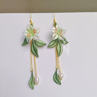 Handcrafted Chanhua Floral Earrings - 925 Silver Hooks & Freshwater Pearls | Versatile & Elegant