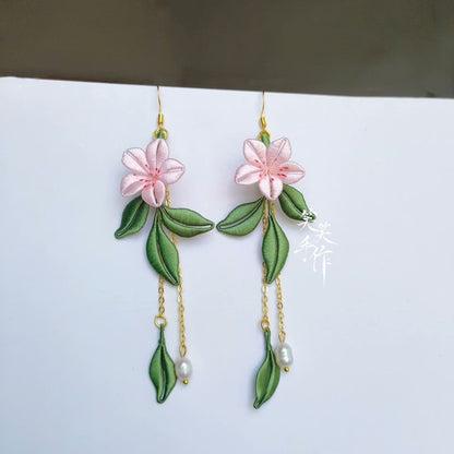 Handcrafted Chanhua Floral Earrings - 925 Silver Hooks & Freshwater Pearls | Versatile & Elegant
