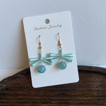 Handmade Chanhua Ribbon Bow Earrings - 925 Sterling Silver Hooks