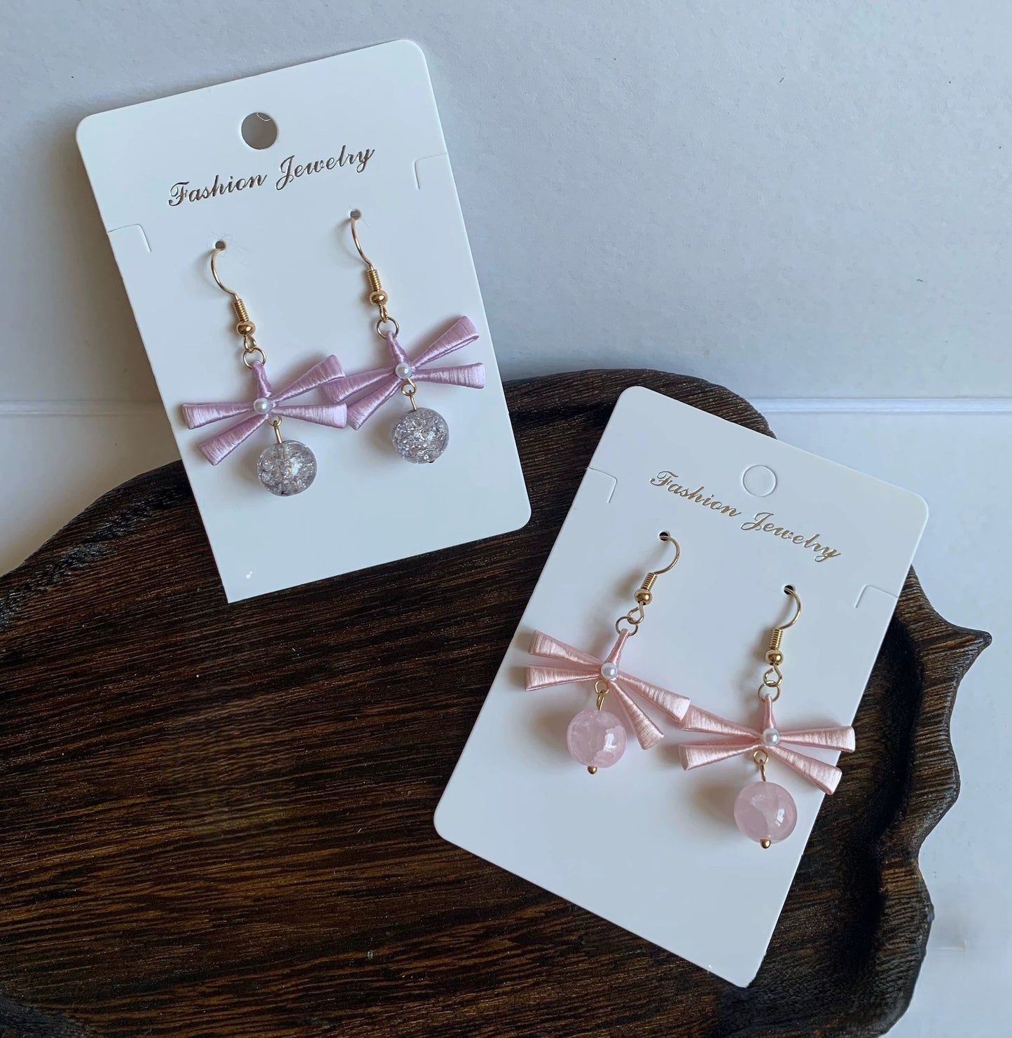 Handmade Chanhua Ribbon Bow Earrings - 925 Sterling Silver Hooks