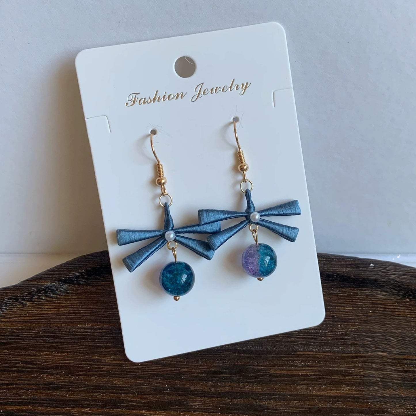 Handmade Chanhua Ribbon Bow Earrings - 925 Sterling Silver Hooks