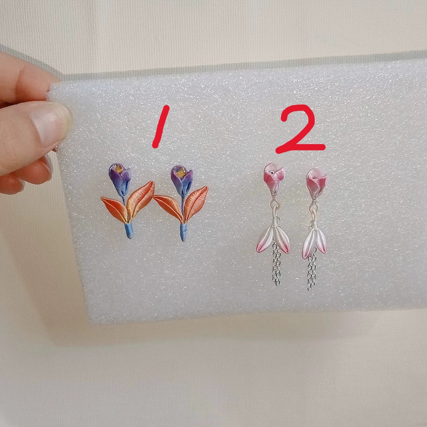 Handmade Chanhua Flower Drop Earrings, 925 Sterling Silver