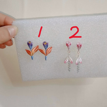 Handmade Chanhua Flower Drop Earrings, 925 Sterling Silver