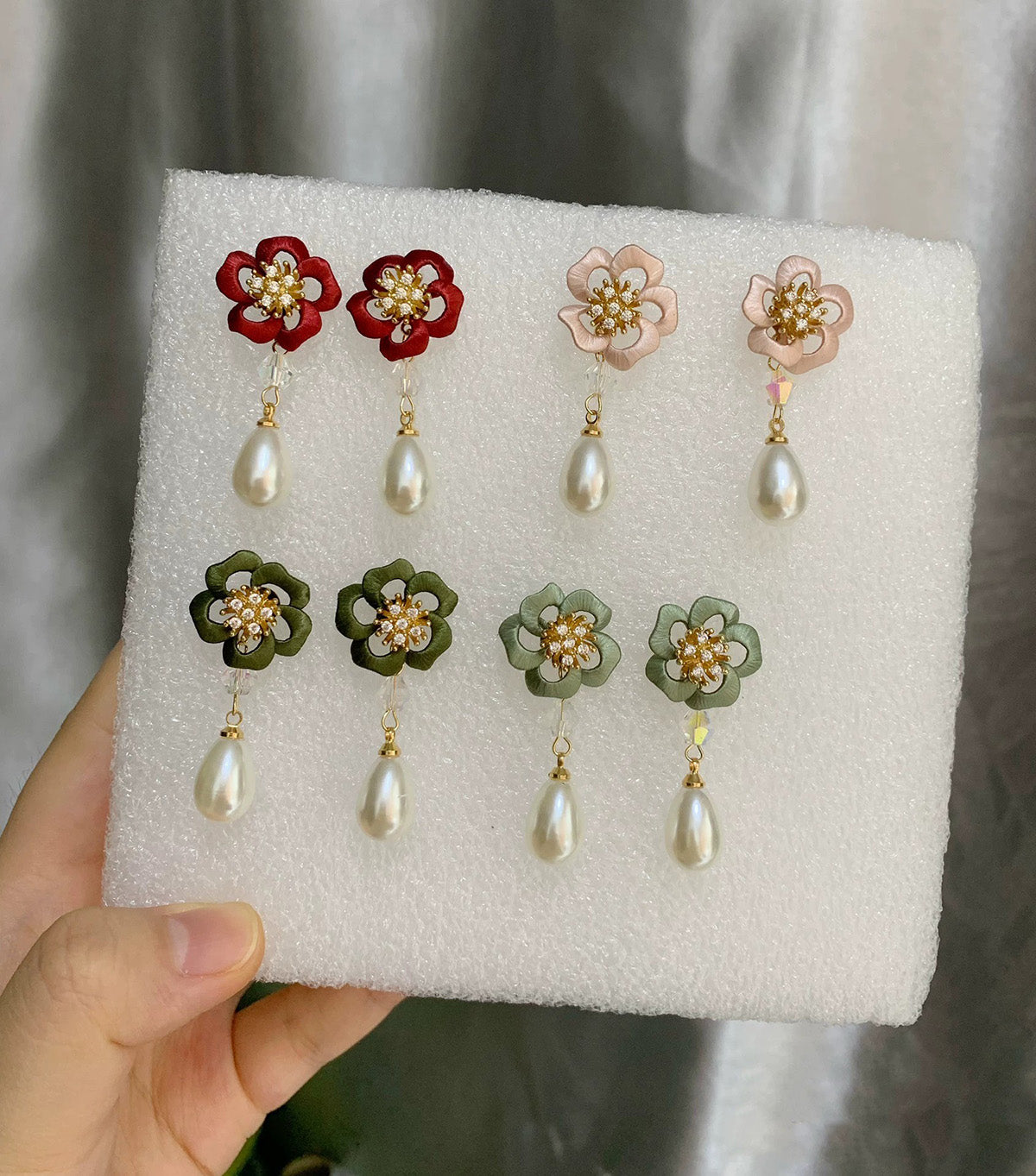 Handcrafted Chanhua Floral Earrings - S925 Silver Hooks