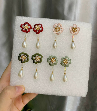 Handcrafted Chanhua Floral Earrings - S925 Silver Hooks