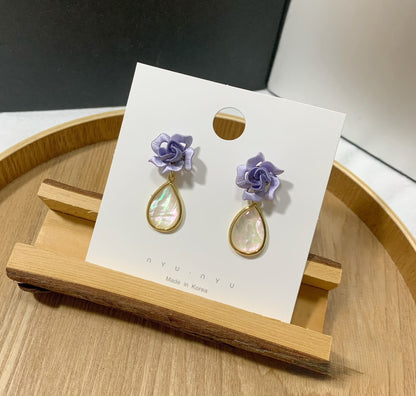 Handmade Chanhua Rose Earrings - Thread Floral Drop Earrings