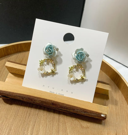 Handmade Chanhua Rose Earrings - Thread Floral Drop Earrings