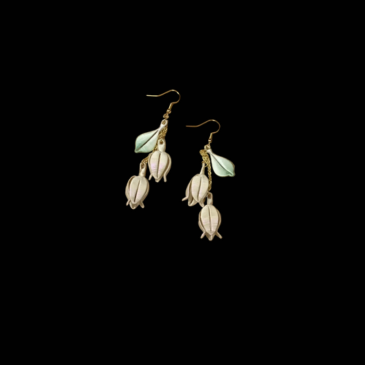 Handmade Chanhua Lily of the Valley Earrings - Thread Floral Drop Earrings