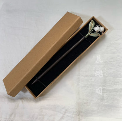 Handmade Chanhua Lily of the Valley Brooch - Thread Flower Pin with Glass Bells