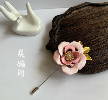 Handmade Chanhua Rose Brooch - Thread Rose Flower Pin
