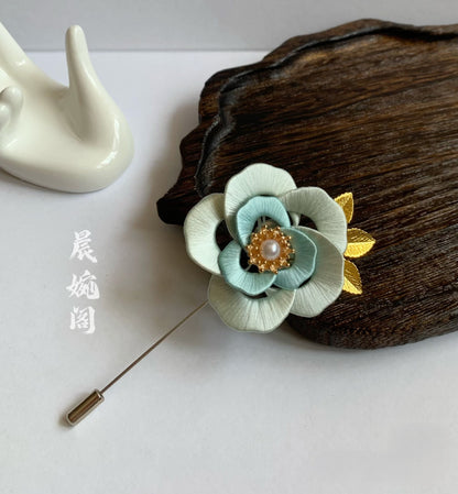 Handmade Chanhua Rose Brooch - Thread Rose Flower Pin
