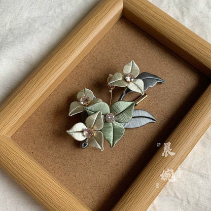 Handmade Chanhua Bougainvillea Brooch - Thread Flower Pin with Crystal Accents