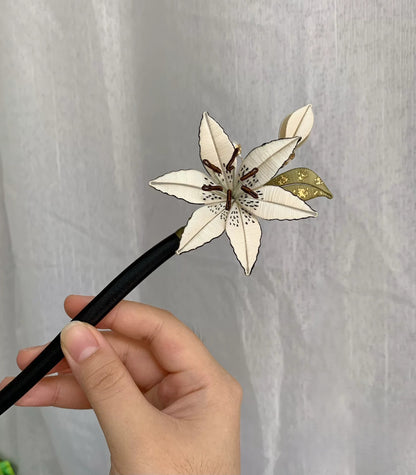 Handmade Chanhua Lily Hairpin - Thread Lily Flower Hair Pin