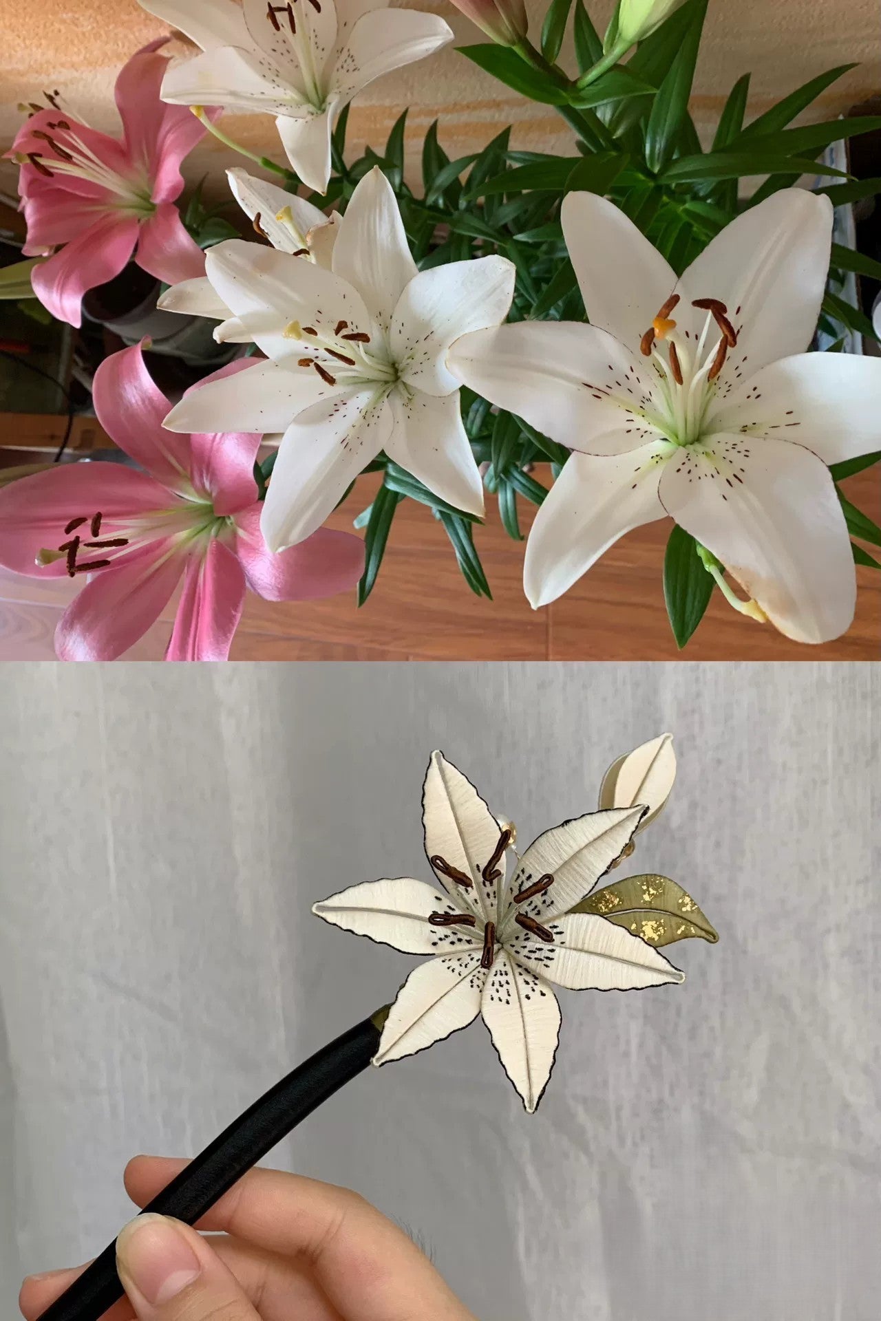 Handmade Chanhua Lily Hairpin - Thread Lily Flower Hair Pin