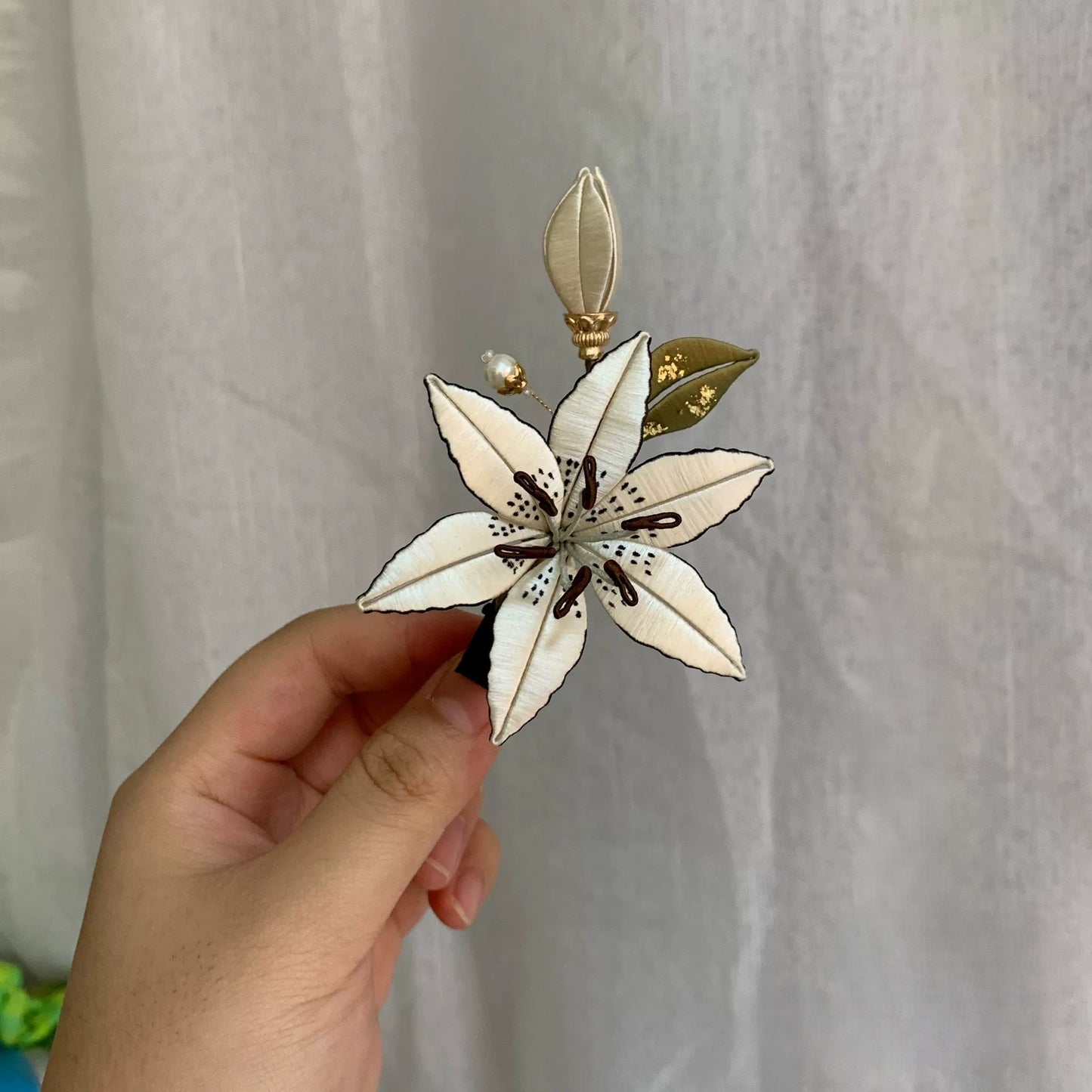 Handmade Chanhua Lily Hairpin - Thread Lily Flower Hair Pin