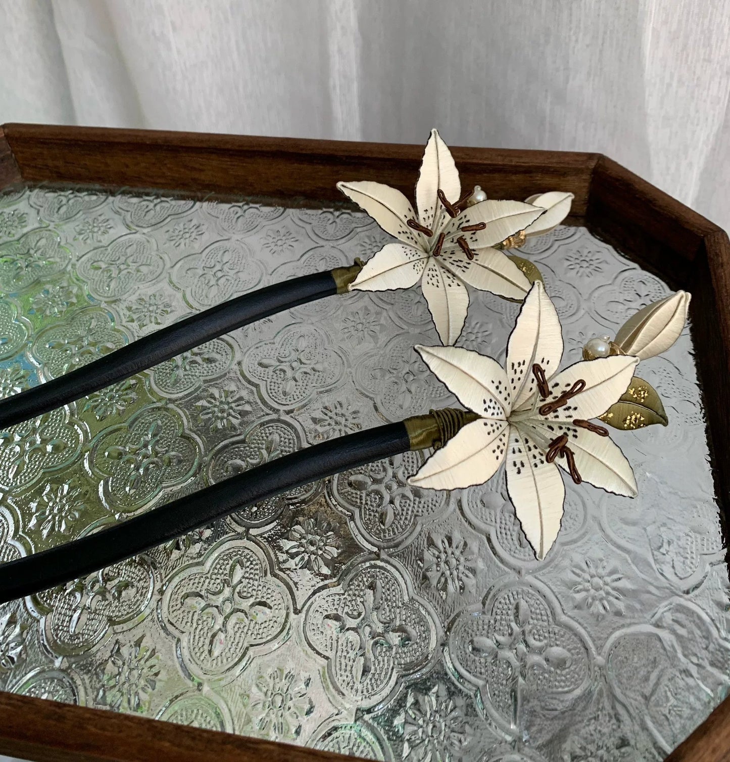 Handmade Chanhua Lily Hairpin - Thread Lily Flower Hair Pin