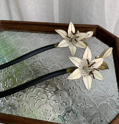 Handmade Chanhua Lily Hairpin - Thread Lily Flower Hair Pin