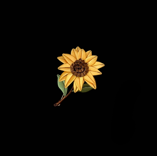 Handmade Chanhua Sunflower Brooch - Thread Sunflower Pin with Layered Petals