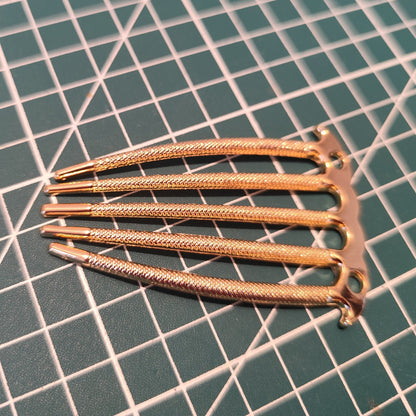 Textured 5-Prong Metal Hair Comb | DIY Hair Finding & Secure Updo Fork