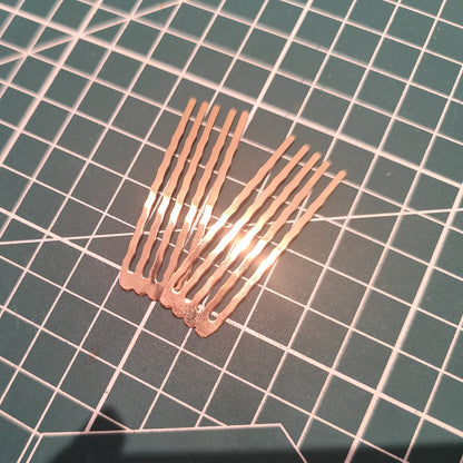 Small Wavy 5-Prong Metal Hair Comb | DIY Base & Secure Side Comb/2 Hair Comb